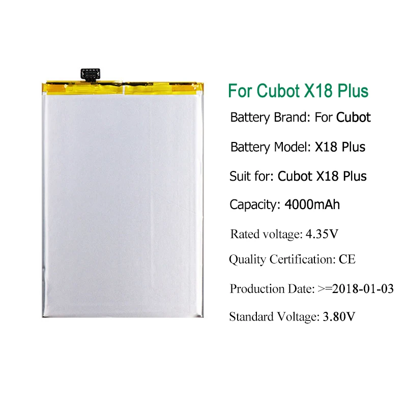 3,8 в 4000 мАч для Cubot X18 Plus батарея для Cubot X18 Plus Сменные Аккумуляторы для телефонов Bateria для Cubot X18 Plus+ Инструменты