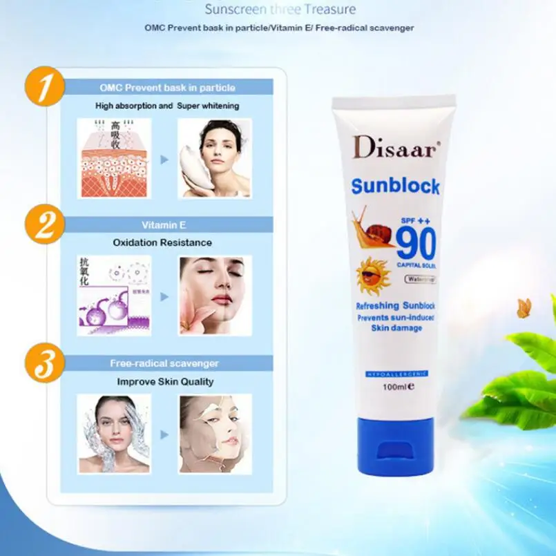 12PCS/Lot Disaar Sunblock Snail Sunscreen SPF 90++ Waterproof Face Cream Protection Skin Care Body Lotion Concealer Pigmentation