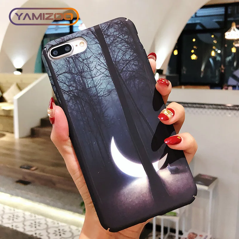 MOUSEMI For iPhone 7 Case Hard Plastic Moon Luminous Back Cover 5 se 5s Coque On Protective 6 6s x 8 Plus |