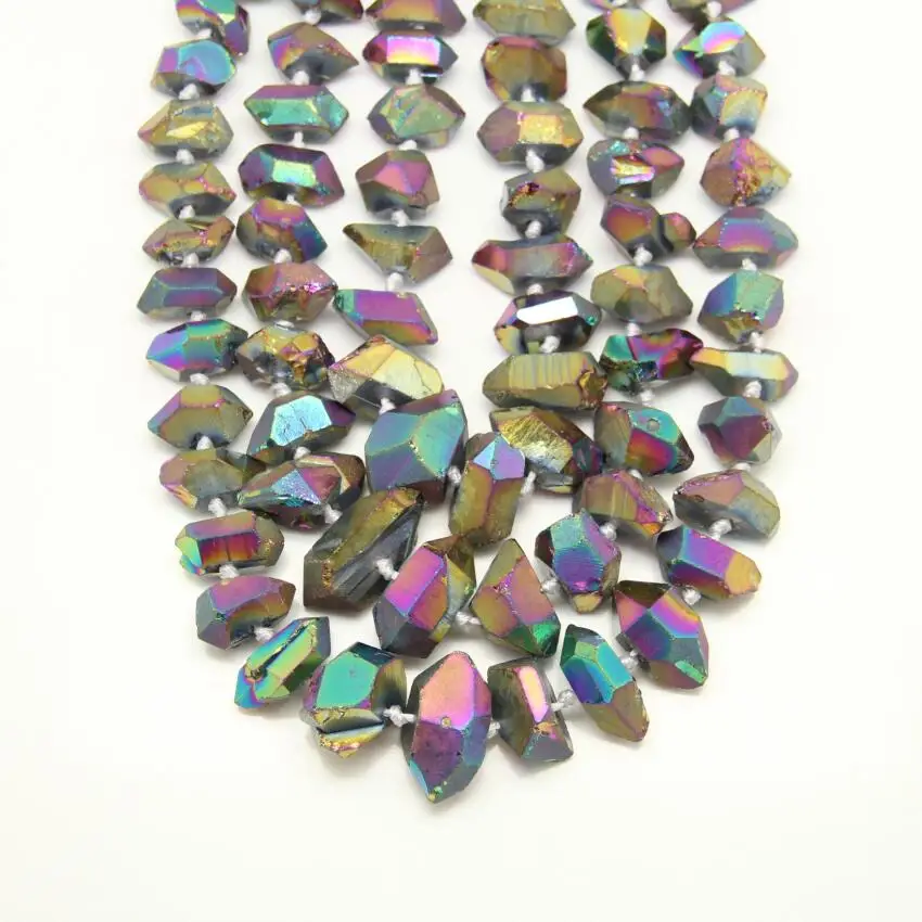 Полная нить искусственная радуга титанимский кварц граненые подвески Nugget