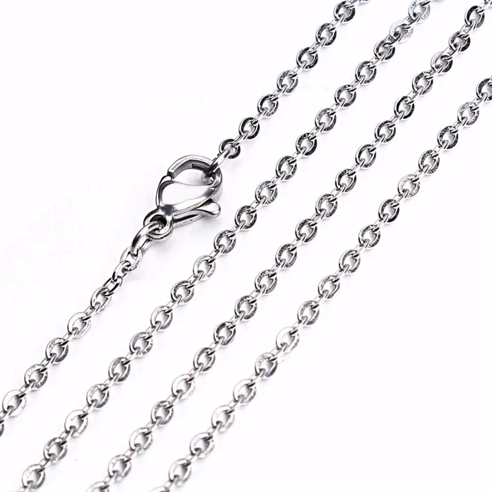 

LOULEUR 10pcs/lot Stainless Steel Silver Color Open Link Chain With Lobster Clasps Metal Necklace Chains For Diy Jewelry Making