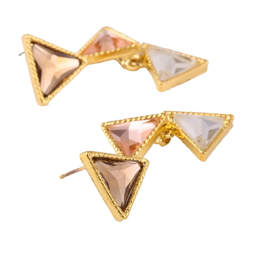 2019 Female Accessories Earring Triangle Double Rhinestone Bling Fashion Big Earrings Crystal | Украшения и аксессуары