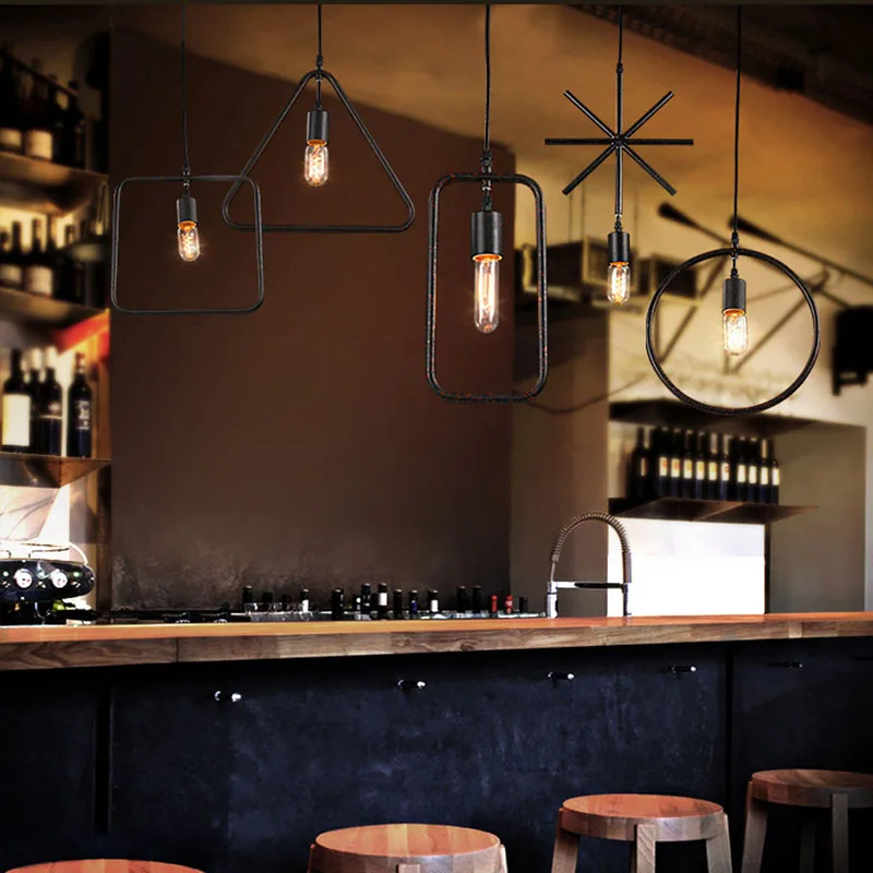 Промышленный стиль геометрическая форма подвесные светильники лампа железный