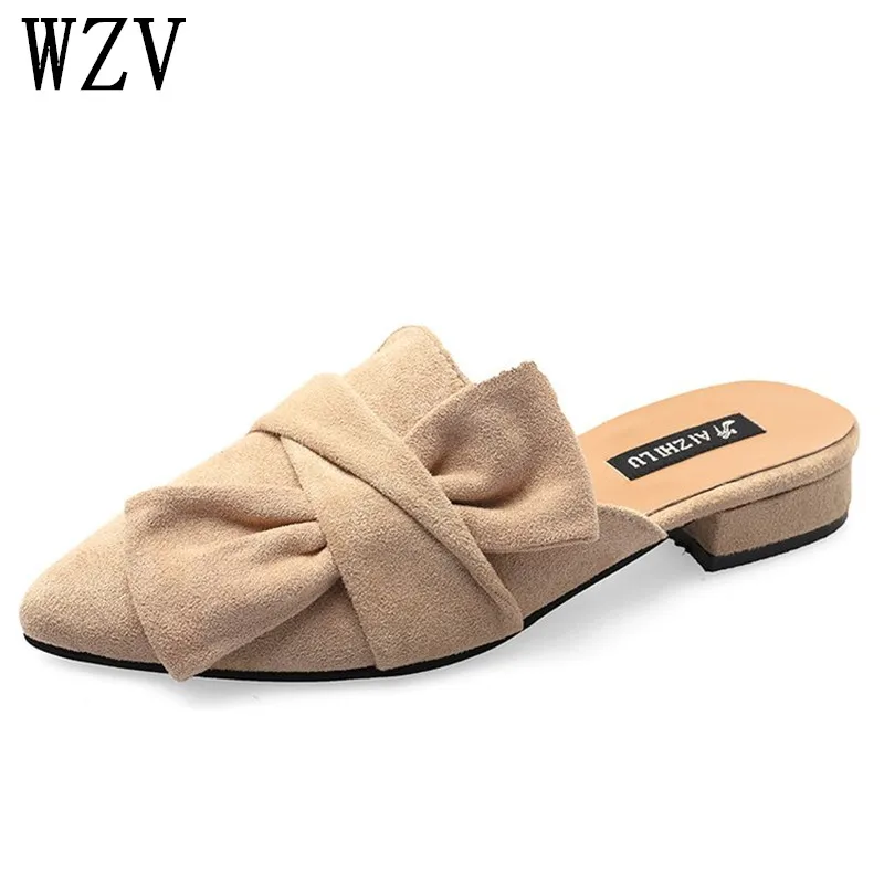 Spring autumn New 2019 Flat bow-knot Women Pointed toe slippers shoes Shoes Low-heeled F008 | Обувь