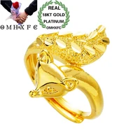 omhxfc wholesale european fashion woman girl bride party birthday wedding gift vintage open cute fox 18kt real gold ring ri23