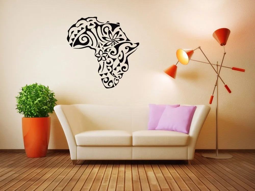 Виниловые наклейки на стену для комнаты фотообои Карта Африки цветы|stickers room|room