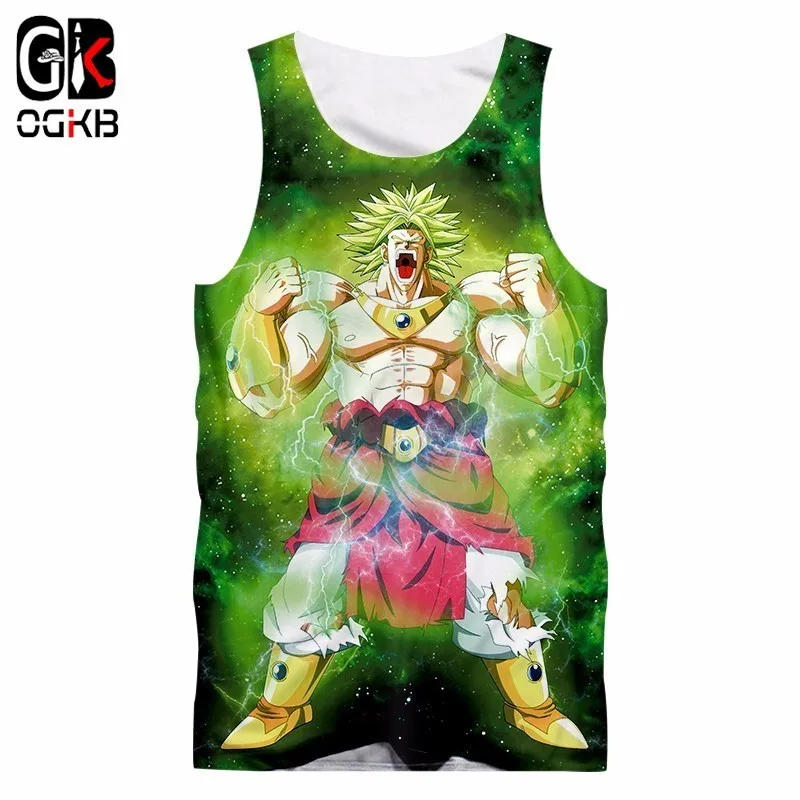 OGKB Мужская забавная Футболка с принтом Dragon Ball Z 3d майка Мужская Хип-Хоп Уличная панк без рукавов футболки летние топы плюс размер 5xl