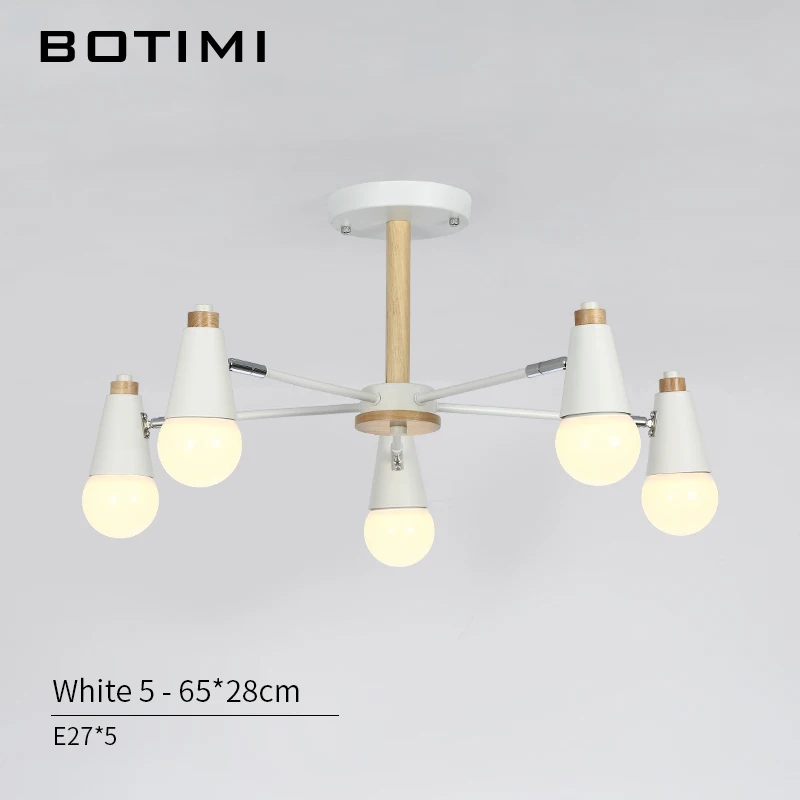 5 Light White BOTIMI современные светодиодные потолочные лампы для гостиной регулируемые металлические Lamparas de techo коридор E27 внутренние деревянные светильники - Цвет корпуса: 5 Light White