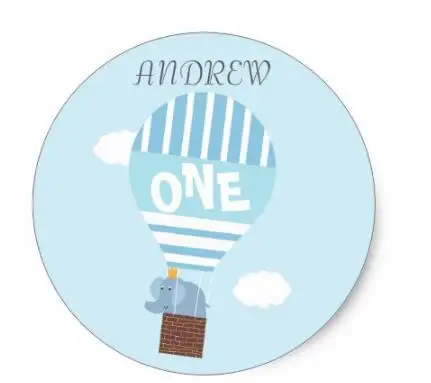 

1.5inch Boys 1st Birthday Hot Air Balloon Elephant Sticker