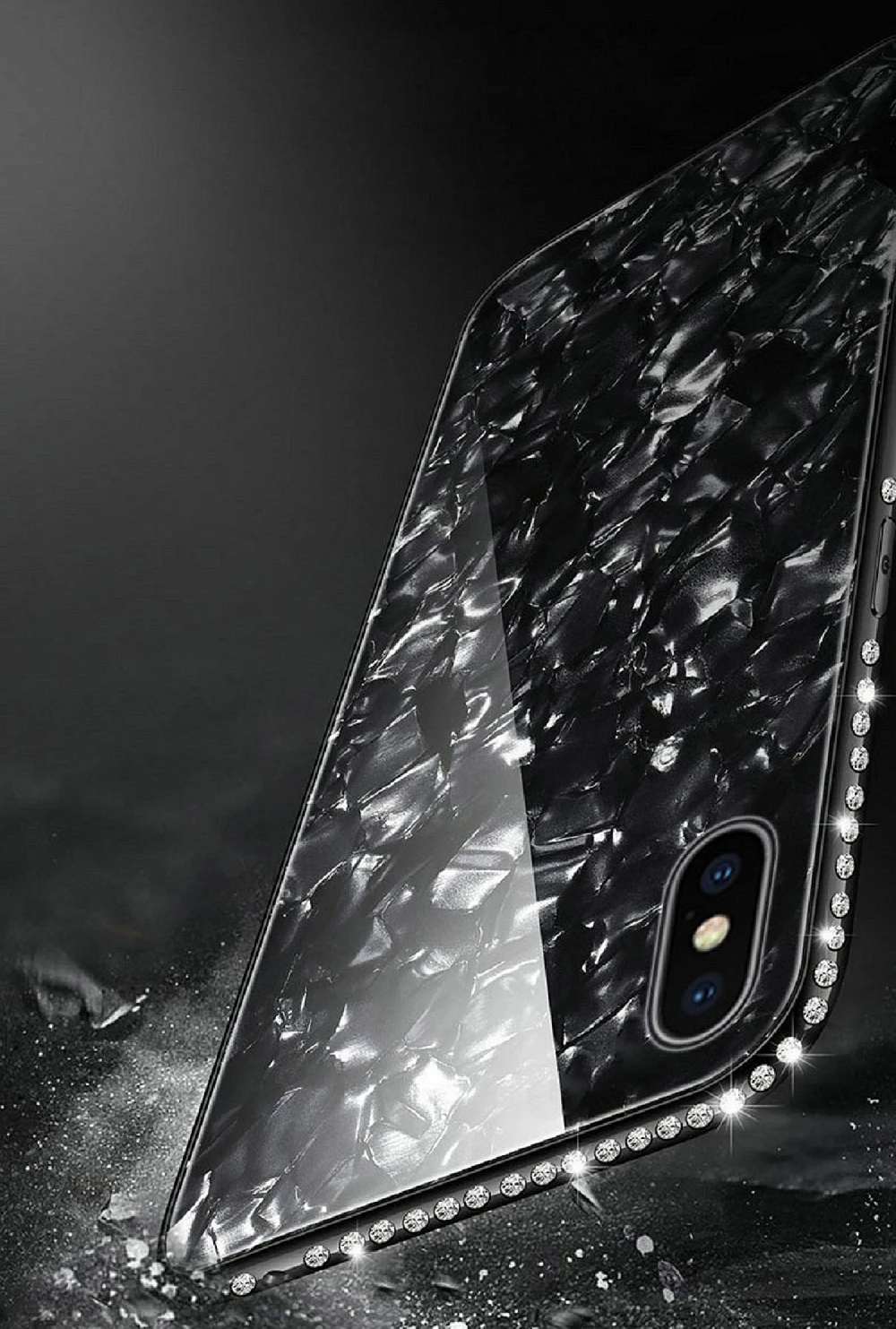 Чехол для iphone X XR XS 11 pro Max с кольцом на палец, чехол для iphone 11, 8, 7, 6, 6s Plus, блестящая раковина, закаленное покрытие для телефона