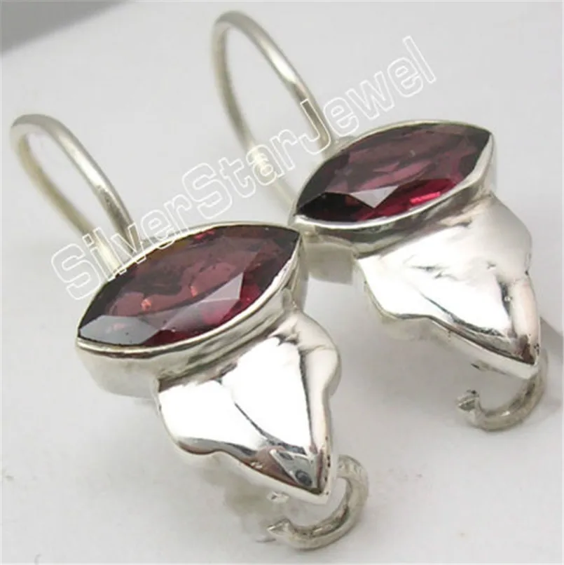 Серебряный гранат Необычные Длинные Висячие Серьги 2.5 см Религия ювелирные изделия вариации