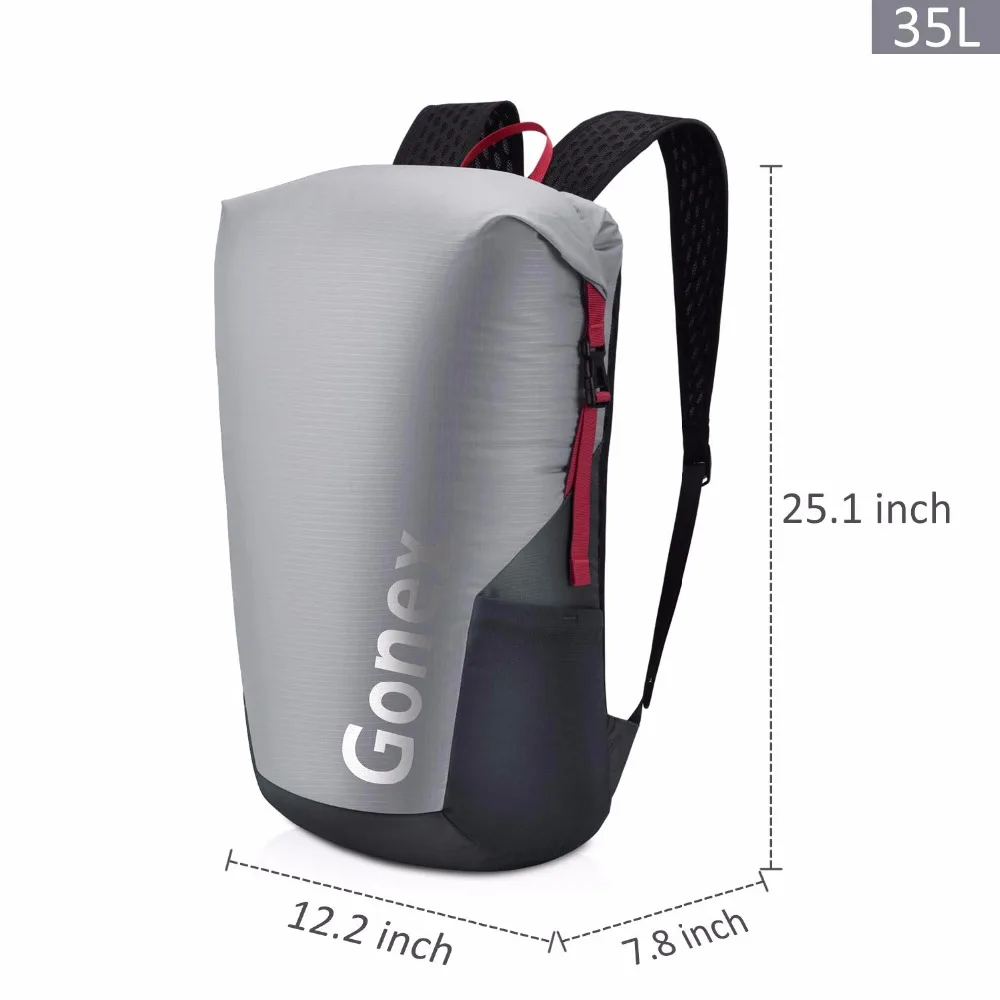 Gonex 35L Сверхлегкий складной Рюкзак 210D нейлоновая спортивная сумка для путешествий на открытом воздухе, кемпинга, пеших прогулок, велоспорта с чехлом