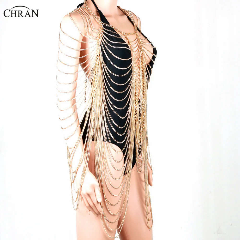 Chran Новое модное многослойное пляжное платье с кисточками и цепочкой без спинки