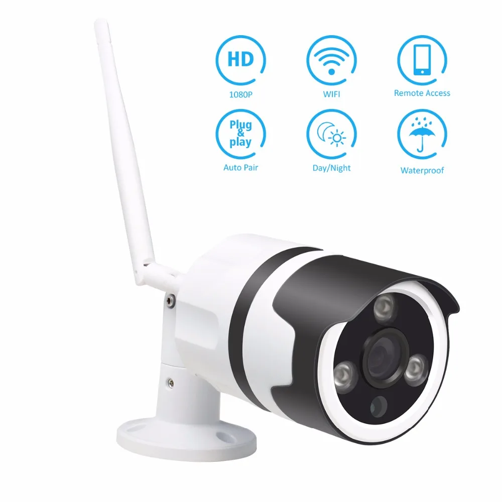 JOOAN камера видеонаблюдения wifi 1080P камеры видеонаблюдения ip камера P2P CCTV пулевидная камера наруэного наблюдения с MiscroSD слот для карт памяти Max 64G