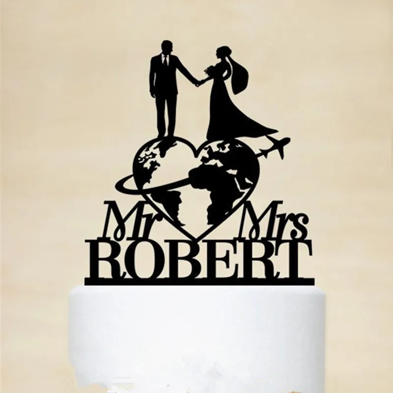 Самолёт Вертушка для свадебного торта персонализированный Mr & Mrs с именем