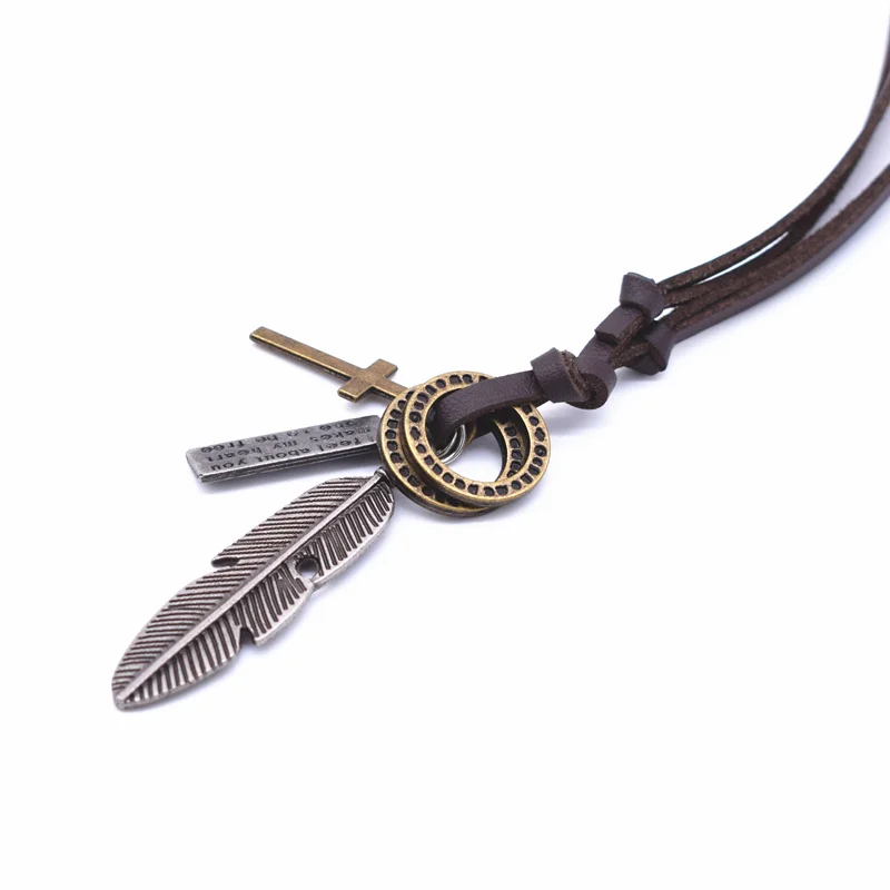 Модное винтажное ожерелье с подвеской в виде пера VOQ 2017 для женщин и мужчин