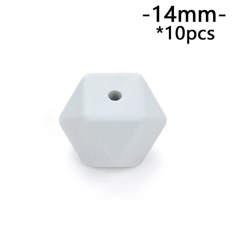 light gray LOFCA 10 шт силиконовые бусины 14 мм шестигранные мини-бусины меньшего размера прорезиненное Силиконовое ожерелье для прорезывания зубов - Цвет: light gray