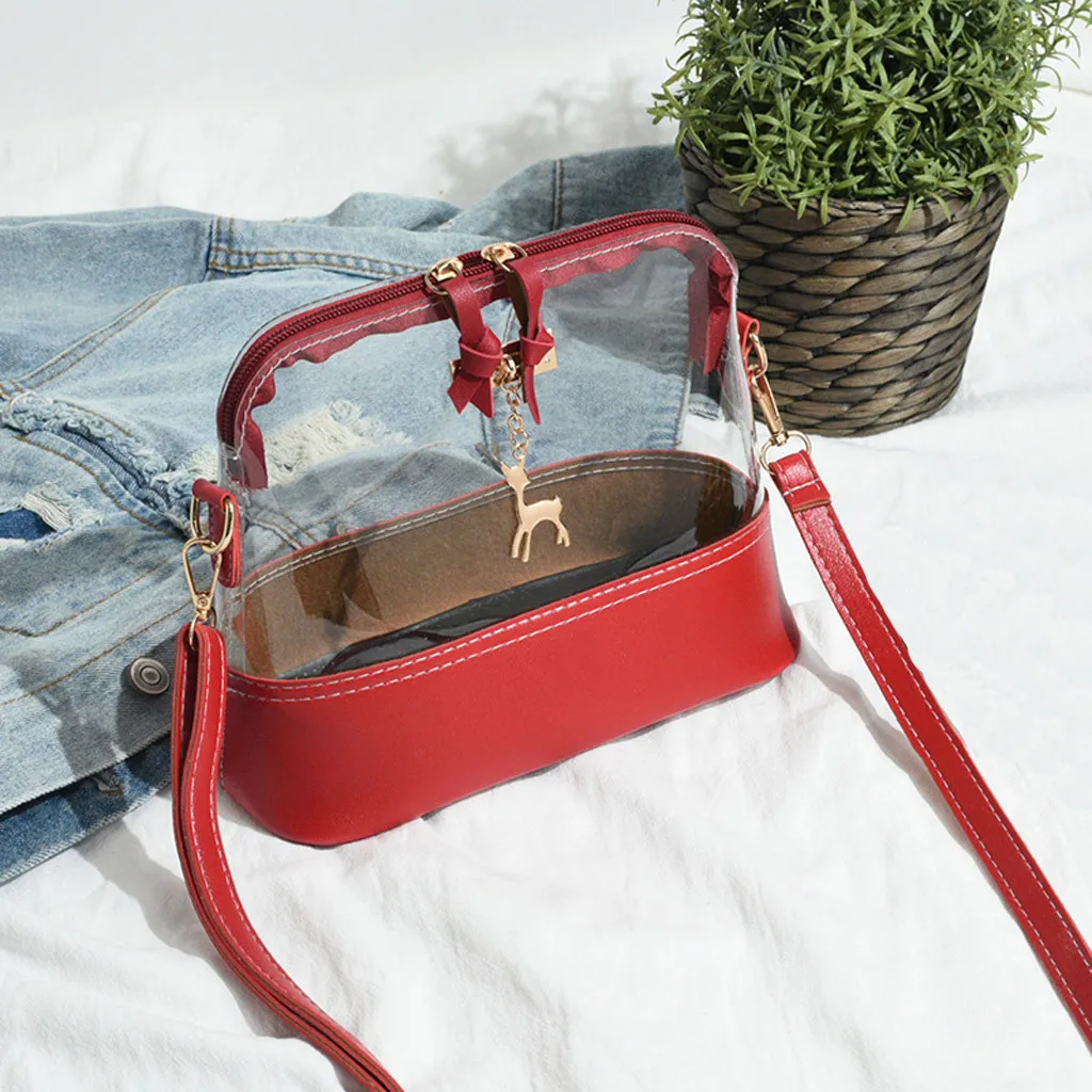 CONEED 2018 модная женская однотонная сумка на молнии прозрачная через плечо