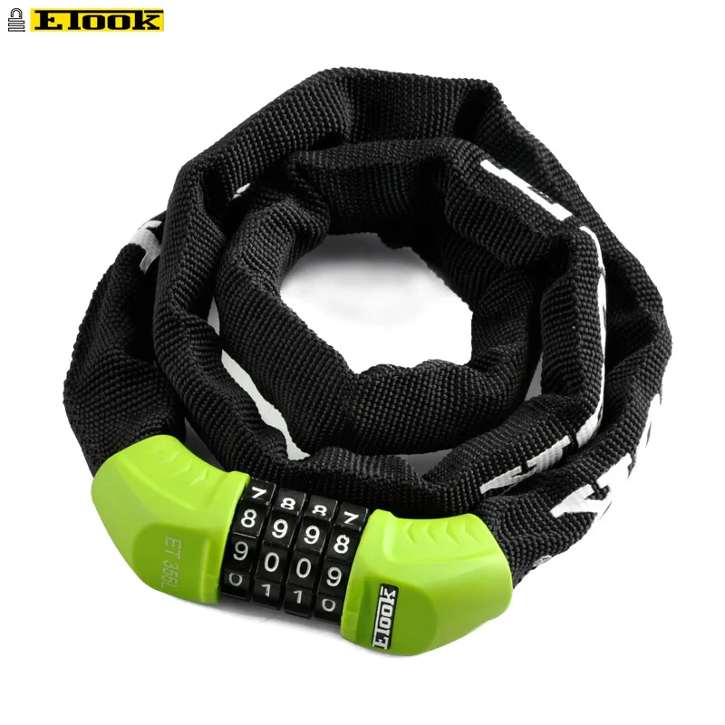 90cm-green Etook Chain lock Mountain Road Bike Lock Scooter Bike Password Digital Chain Lock Bicycle Accessories Mini convenient 900mm - Цвет: 90cm-green