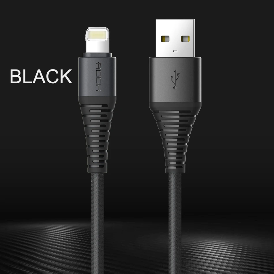 ROCK зарядный Шнур для iPhone XR, прочный usb-кабель для синхронизации данных для iPhone 10X8 7 6 Plus 5S se iPad air iPod для iPhone кабель USB