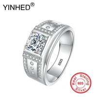 yinhed fashiom man jewelry ring authentic 925 sterling silver wedding bands 1 25ct cz diamant engagement rings for men zr606