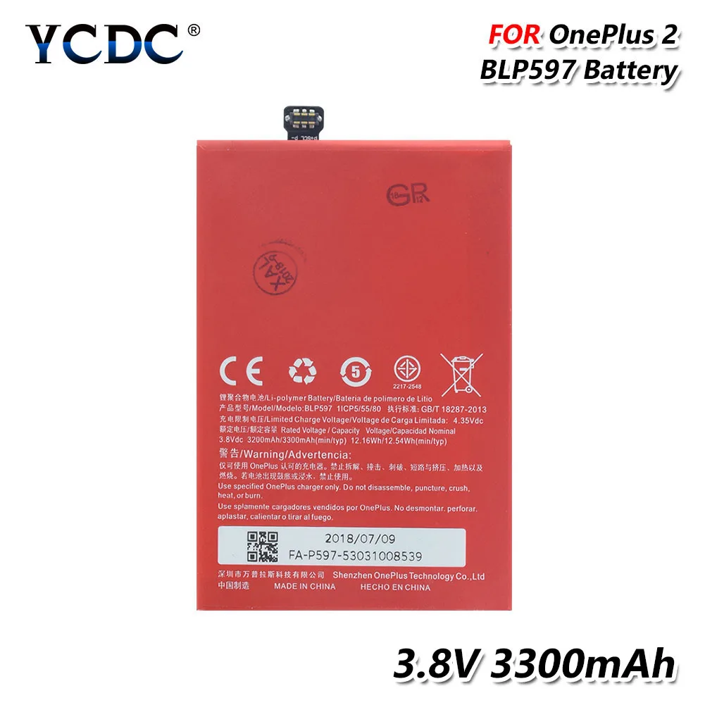 Оригинальный аккумулятор BLP597 3300 мАч BLP 597 для телефона OnePlus 2 (One Plus Two/OnePlus 2/One 2) A2001