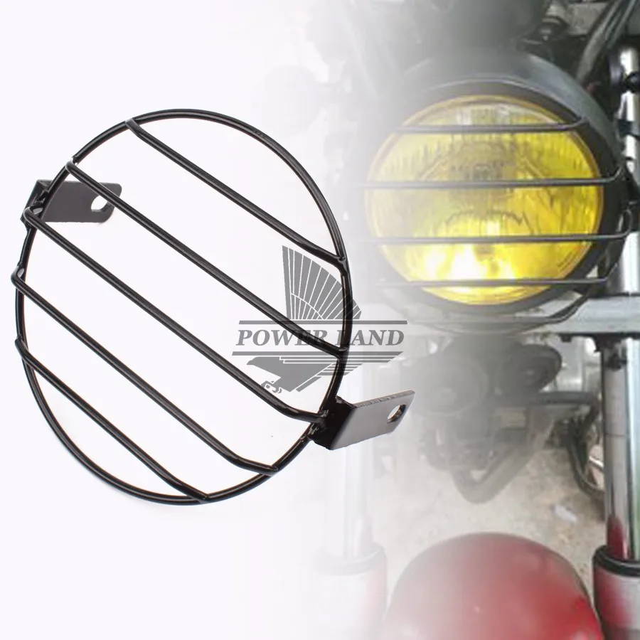 

Metal Grill Motorcycle Side Mount Headlight Cover 6.69Inch Vintage Old School Universal Fits For Honda Yamaha Kawasaki Chopper