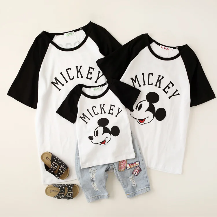 2017 Одинаковая одежда для всей семьи матери и дочери Летняя хлопковая Футболка