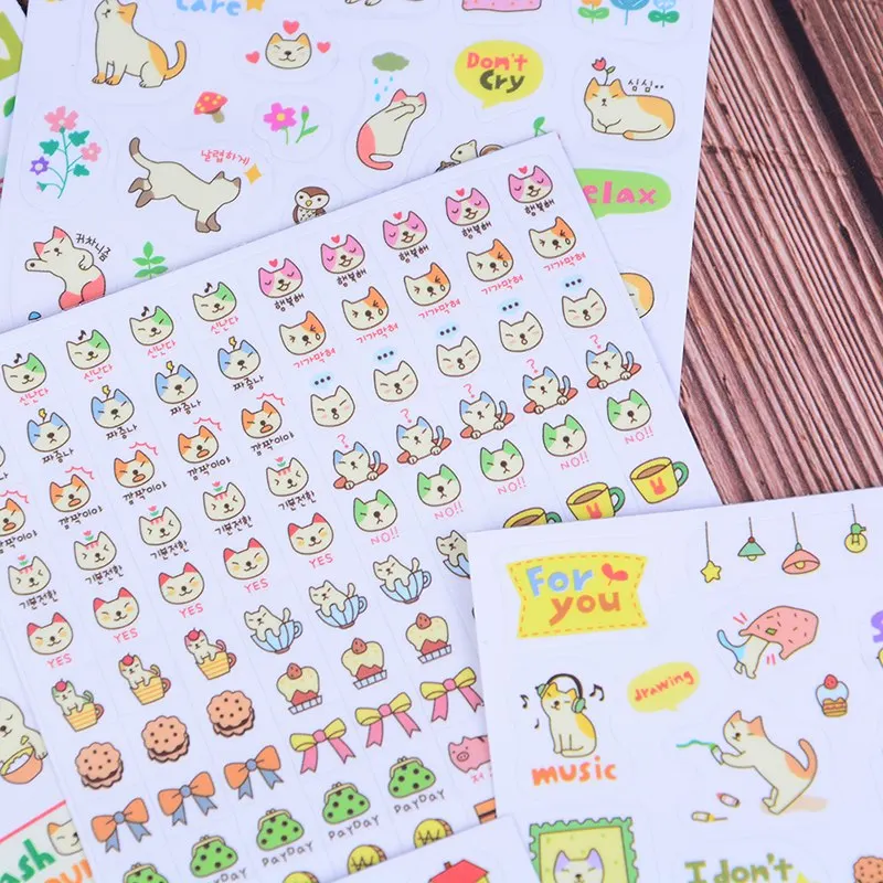 6 шт./компл. дневник с изображением кота из мультфильма альбом Скрапбукинг хлопья