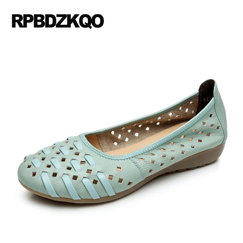 10 Plus Size Moccasins 43 Ladies Beautiful Flats Shoes Slip On Summer Wedge Round Toe Breathable Hollow Out Large Woven Black | Обувь