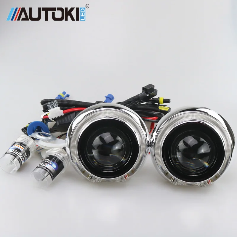 Бесплатная доставка AUTOKI 3 0 дюймовый TiGuan светодиодный DRL с H1 Mini Hi/Low bi Комплект