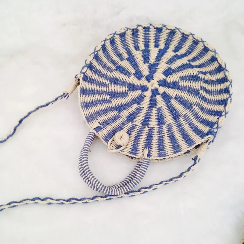 2019 Новая женская ротанговая сумка ручной работы круглая пляжная на плечо Летняя