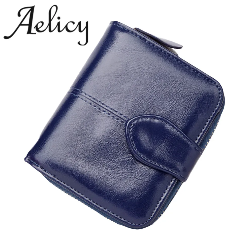Женский кошелек с пряжкой Aelicy из вощеной кожи однотонный Portefeuille Femme Carteira Feminina