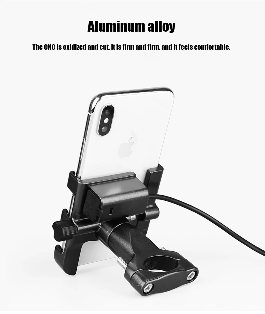 ARVIN мотоциклетный зарядный алюминиевый держатель для телефона с USB зарядным устройством Moto Handlebar кронштейн Подставка для 3-6,4 дюймов крепление для мобильного телефона