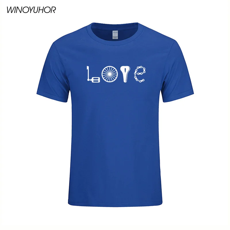 Мужские футболки с надписью Love Bikes, лето, новинка, повседневные мужские футболки, Забавные футболки с изображением велосипеда, подарок для влюбленных, топы, крутая уличная одежда, Camisetas Masculina - Цвет: Blue