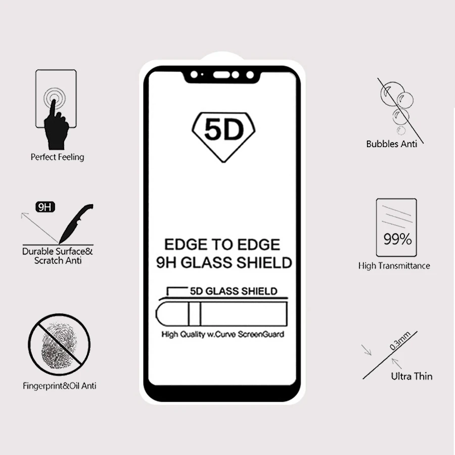 5D 6D 9D 9H полное клеевое закаленное стекло с полным покрытием для Xiaomi Mi Mix 3 2S Redmi Note 6