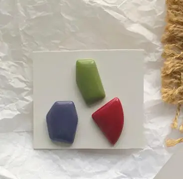 MENGJIQIAO New Candy Color Irregular Geometric Acrylic Resin Trendy Stud Earrings For Women Fashion Acetic Acid Oorbellen - Metal Color: red green blue