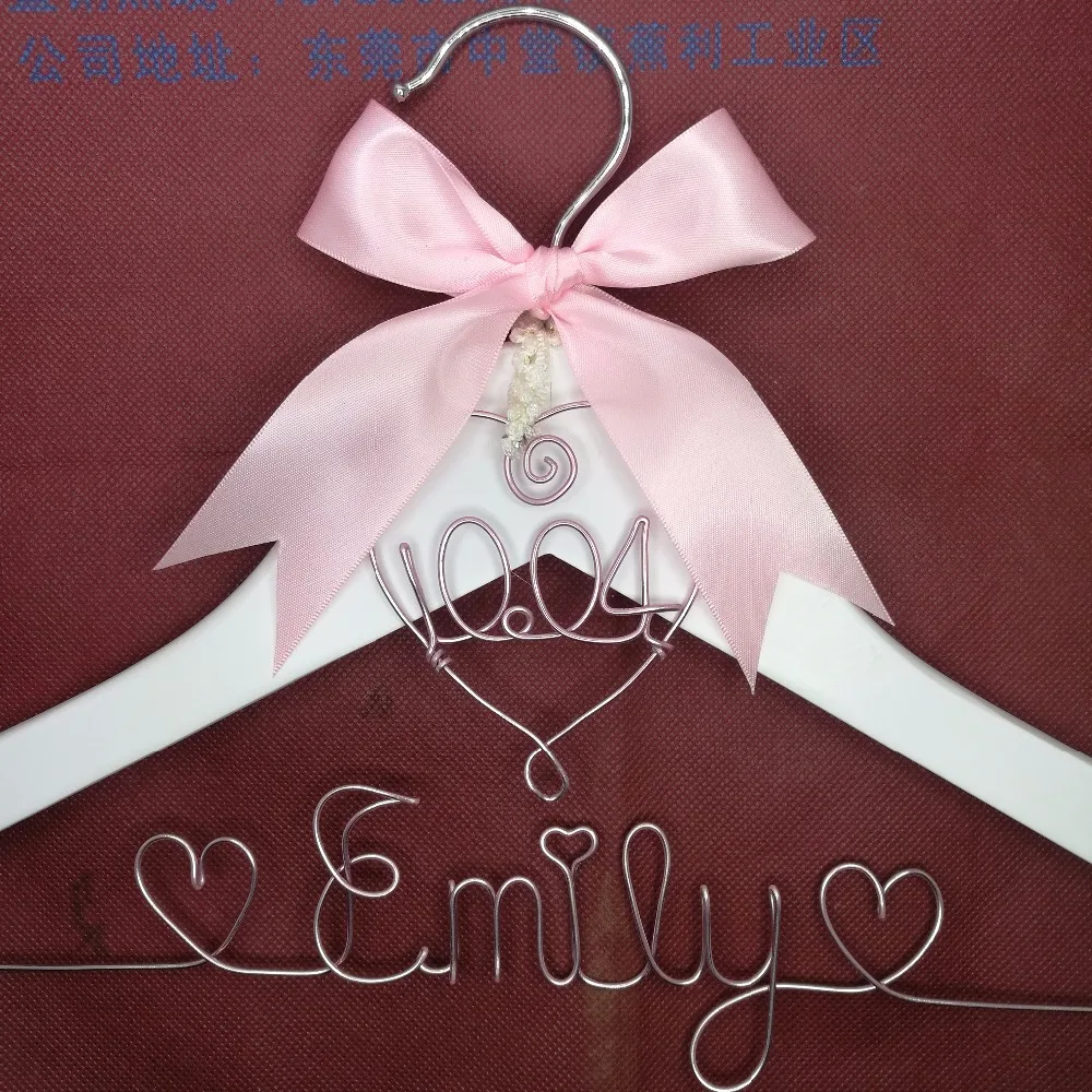 

Lace Personalized Wedding Hanger, bridesmaid gifts, name hanger, brides hanger custom Bridal Gift white hanger with bowknot