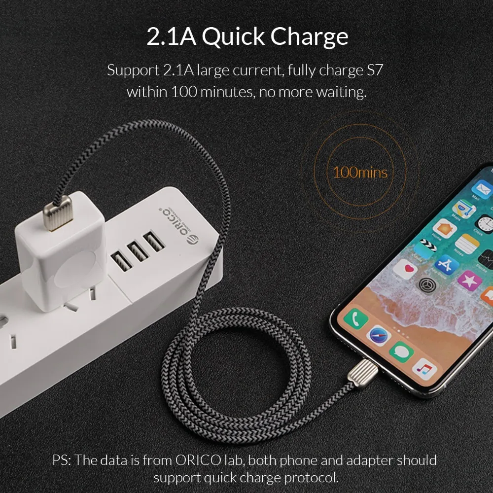 ORICO KTM2 Micro B USB кабель плетеный чемодан-стиль для зарядки мобильный телефон