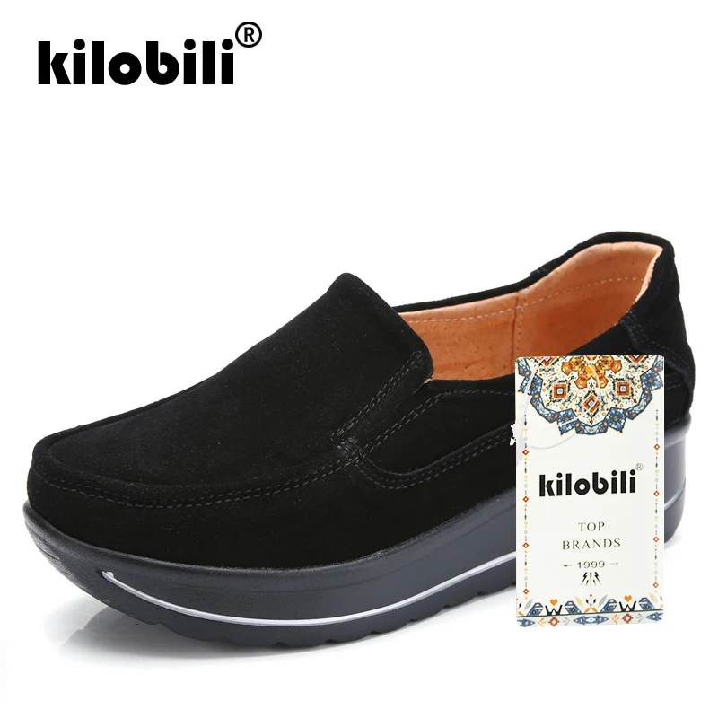 Kilobili 2019 Весна Женские туфли-лодочки обувь кроссовки на танкетке кожаные туфли