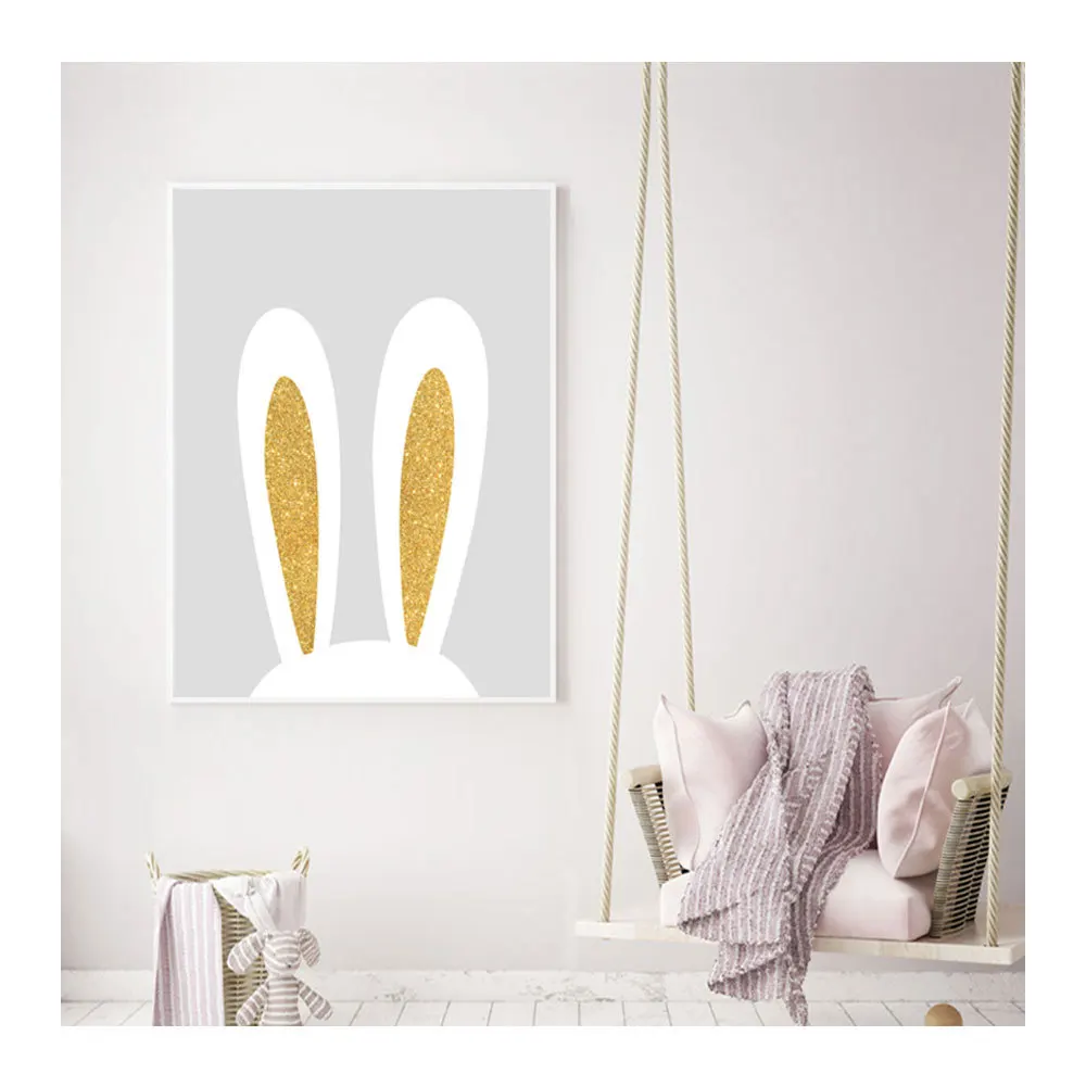Современные A4 мультфильм кролик уши небольшой свежий Wall Art Стиль живопись Nordic детская Спальня украшение для