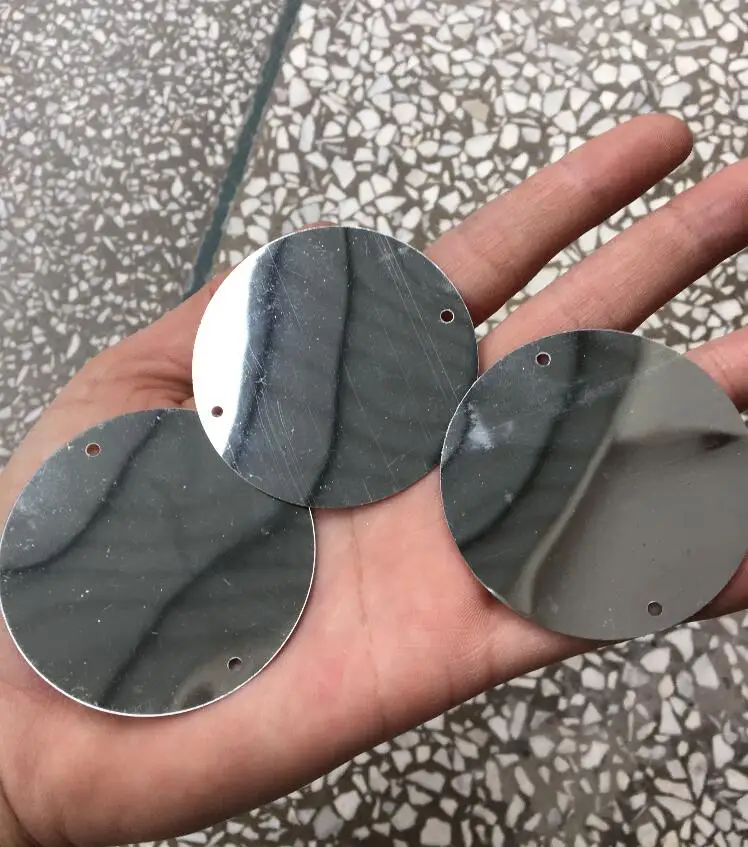 silvery Красные, золотые, серебристые, 30/38/50/90 мм Большой Размеры с двумя круглыми краями и дырами, свободные, Цехин, украшения ручной работы с блестками из S0372L - Цвет: silvery