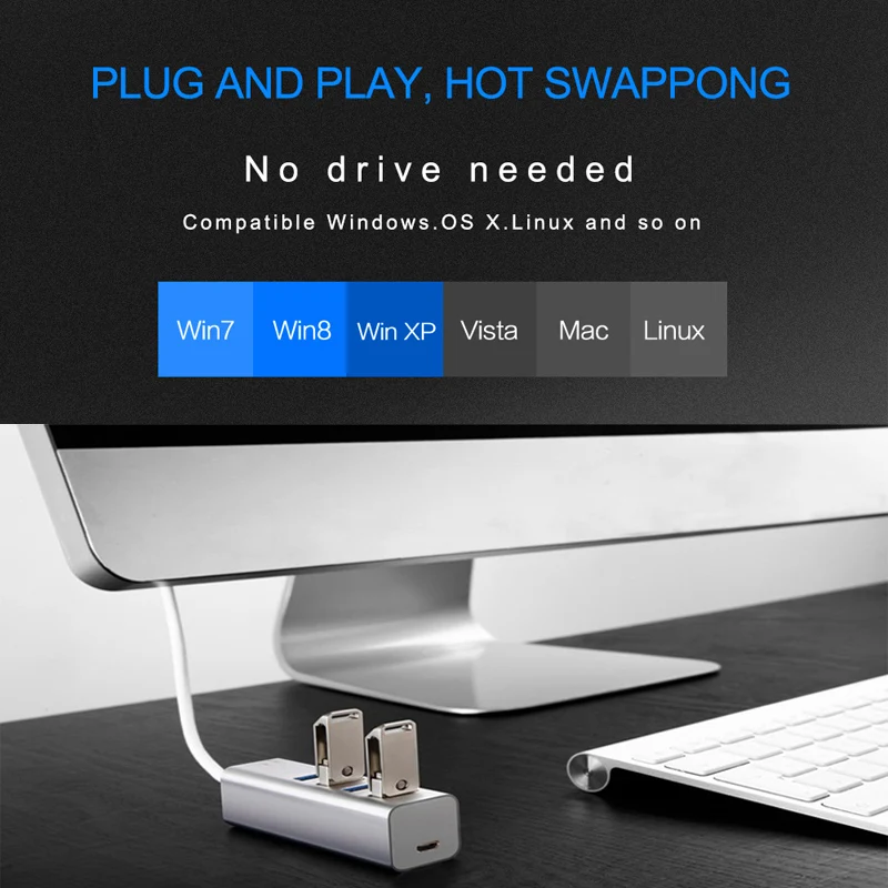 Алюминиевый Мульти USB C концентратор USB 3,0 USB3.0 type C концентратор разветвитель для Macbook Pro Air несколько портов USB-C type-C usb-хаб HAB адаптер