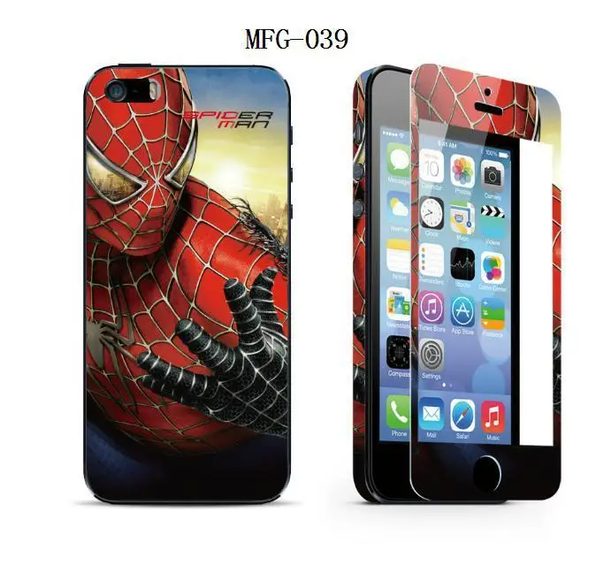 Free shipping Both Front and Back Tempered Glass Colorful Phone Screen Protector man style screen film for iPhone 5 5S 5C ip5s |