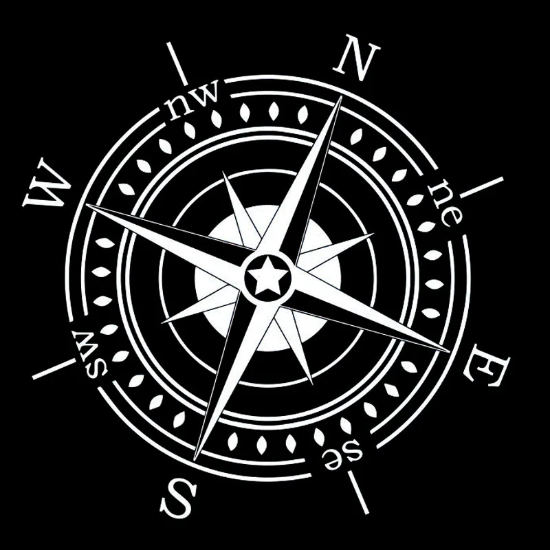 16 6 см * NSWE Compass наклейки на автомобиль Vinyl S6 3529 Black/Silver| |