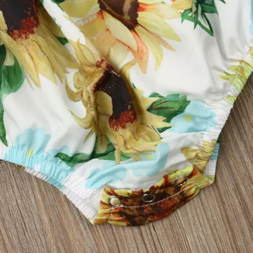 Детский комбинезон с открытыми плечами и рисунком подсолнуха для маленьких