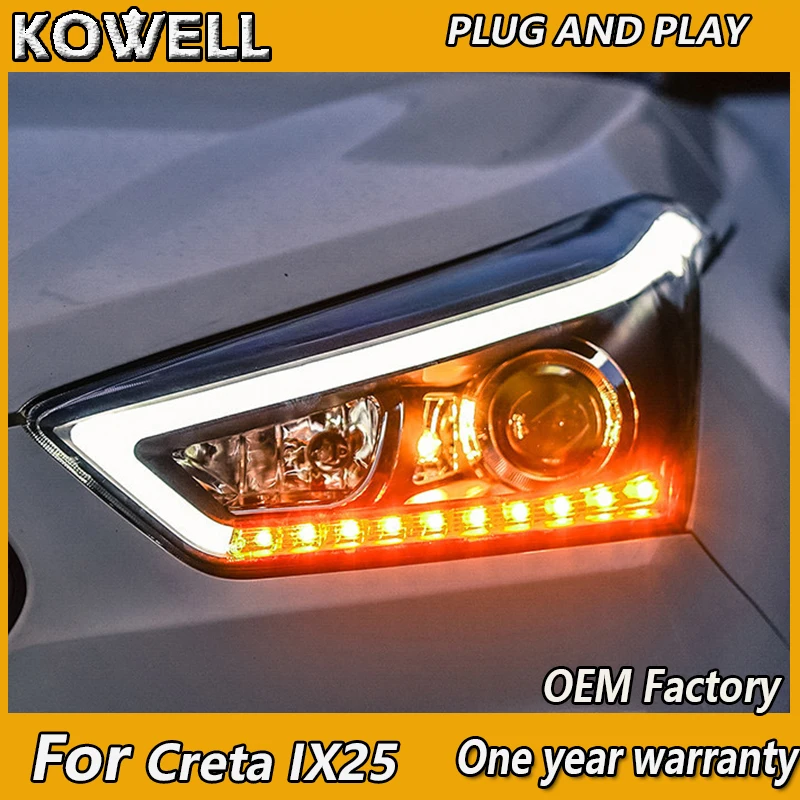 KOWELL стайлинга автомобилей для Hyundai ix25 головной светильник s Creta светодиодный