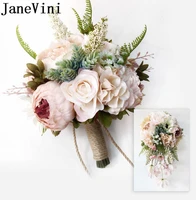 janevini vintage peony bridal bouquet holder wedding waterfall artificial flowers wedding bouquets for bridesmaids bride brooch