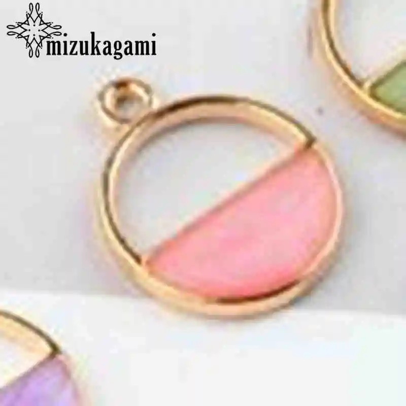 Fashion Round Enamel Geometric Charms 10pcs/lot For DIY Fashion Pendant Earrings Jewelry Making Accessories - Окраска металла: 4