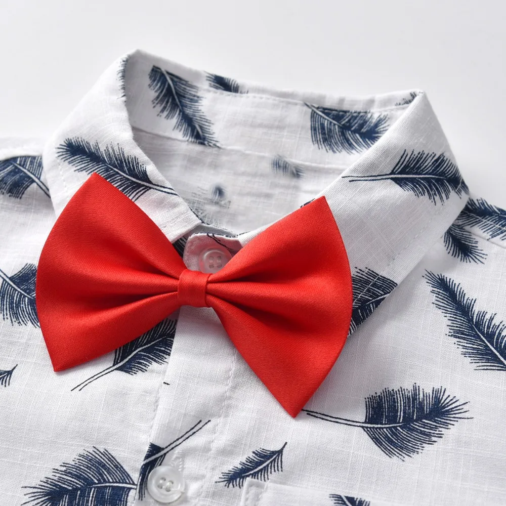 4 шт./комплект рубашка с принтом перьев и штаны |